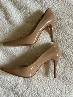 Nine West Nude Patent Pointed-Toe Stiletto Pumps